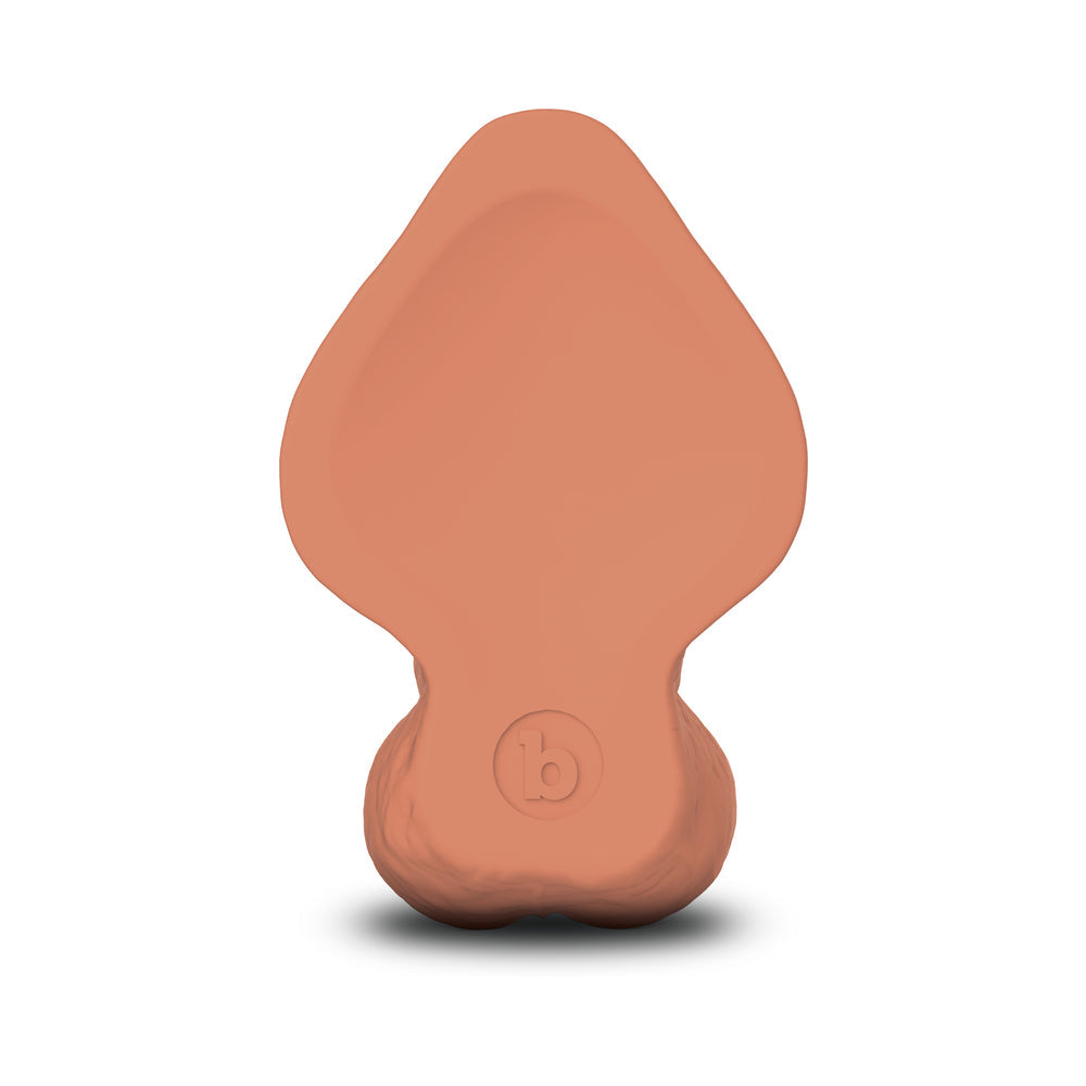 B-VIBE - SLIPSKIN REALISTIC SILICONE DILDO 8 IN. CURVED MOCHA