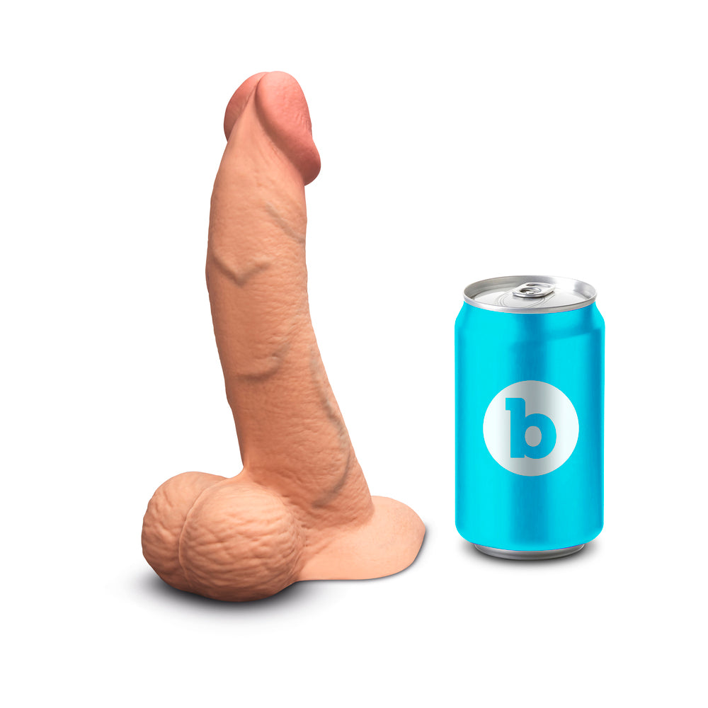 B-VIBE - SLIPSKIN REALISTIC SILICONE DILDO 8 IN. CURVED MOCHA