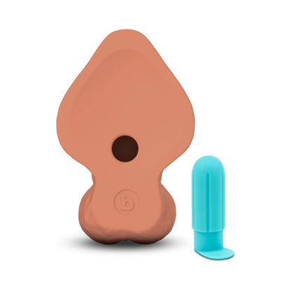 B-VIBE SLIPSKIN REALISTIC SILICONE DILDO 10 IN. CURVED MOCHA