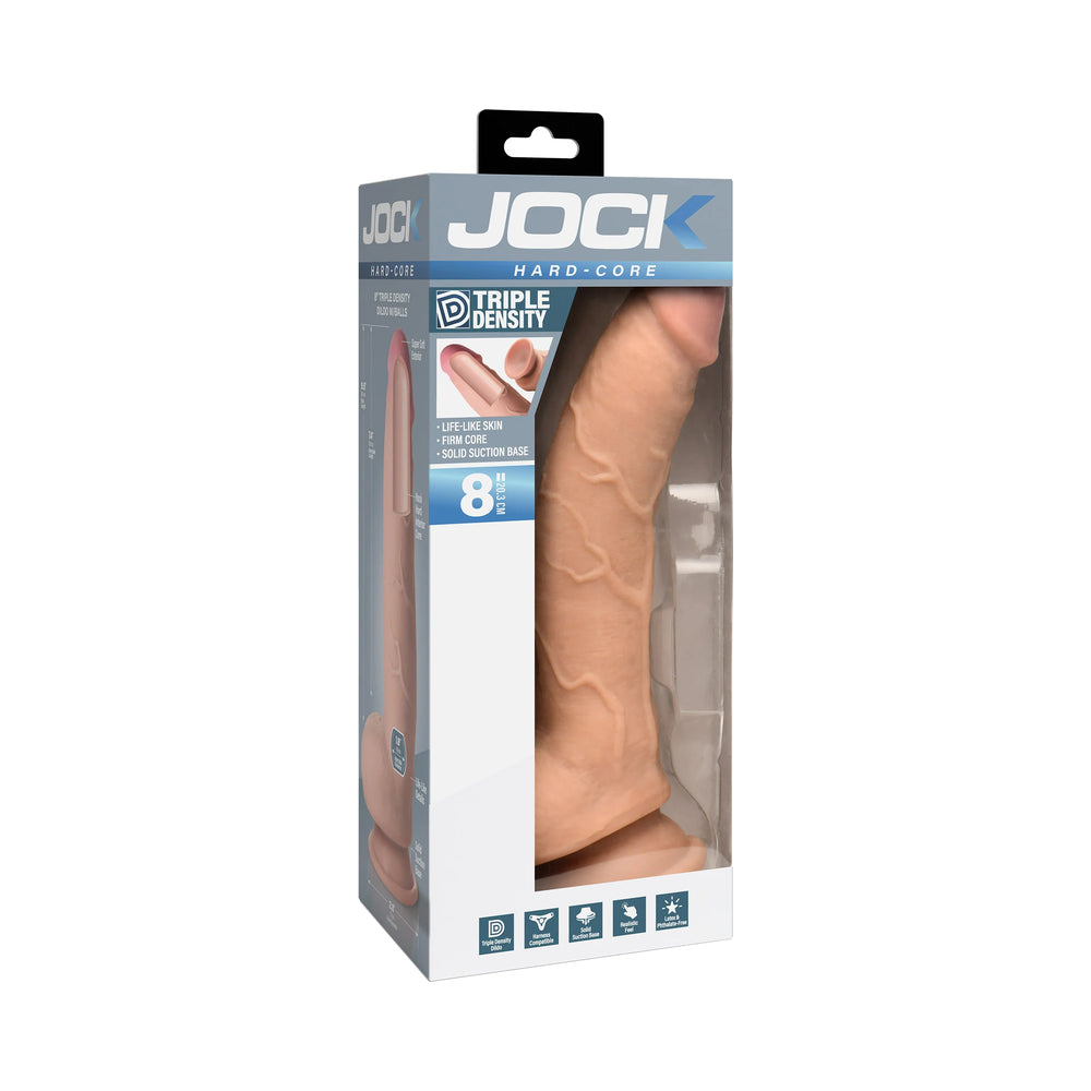 CURVE NOVELTIES - JOCK HARD-CORE 8 IN. TRIPLE DENSITY DILDO WITH BALLS