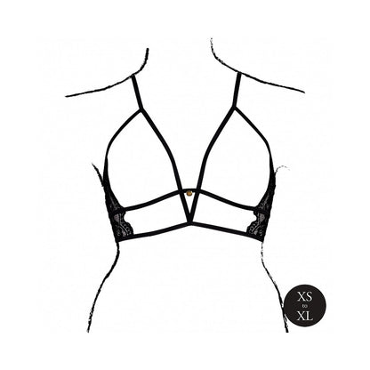 LE DESIR OPEN CUP TRIANGLE BRA WITH LACE AND ADJUSTABLE SLIDERS BLACK O/S