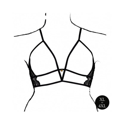 LE DESIR OPEN CUP TRIANGLE BRA WITH LACE AND ADJUSTABLE SLIDERS BLACK QUEEN SIZE