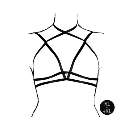 LE DESIR OPEN CUP TRIANGLE BRA WITH NECK STRAP AND ADJUSTABLE SLIDERS BLACK QUEEN SIZE