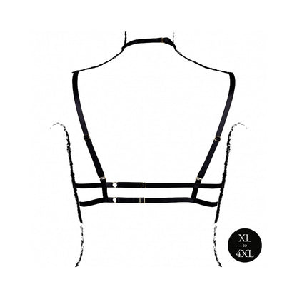 LE DESIR OPEN CUP TRIANGLE BRA WITH NECK STRAP AND ADJUSTABLE SLIDERS BLACK QUEEN SIZE