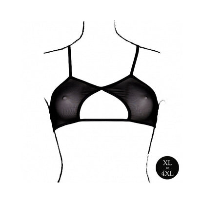 LE DESIR KEYHOLE MESH BRA WITH DOUBLE BACK STRAPS AND ADJUSTABLE SLIDERS BLACK QUEEN SIZE