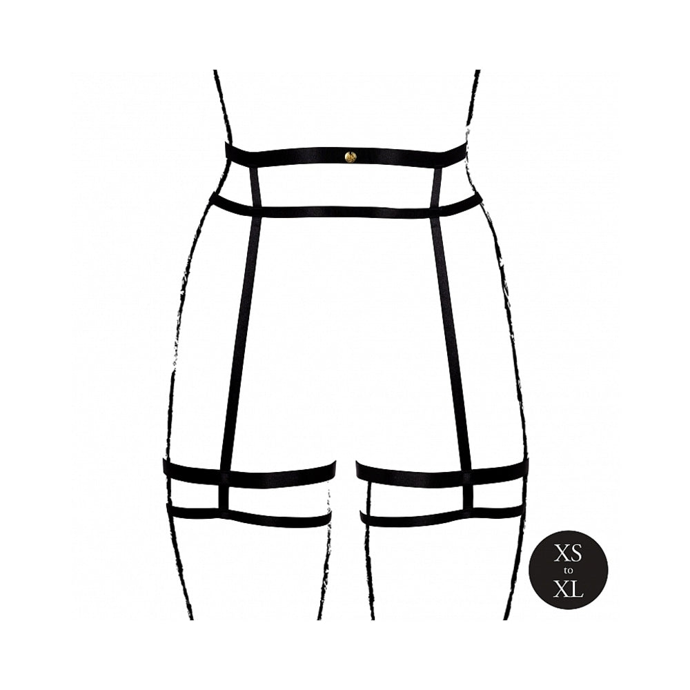 LE DESIR DOUBLE STRAP GARTER BELT WITH ADJUSTABLE SLIDERS BLACK O/S