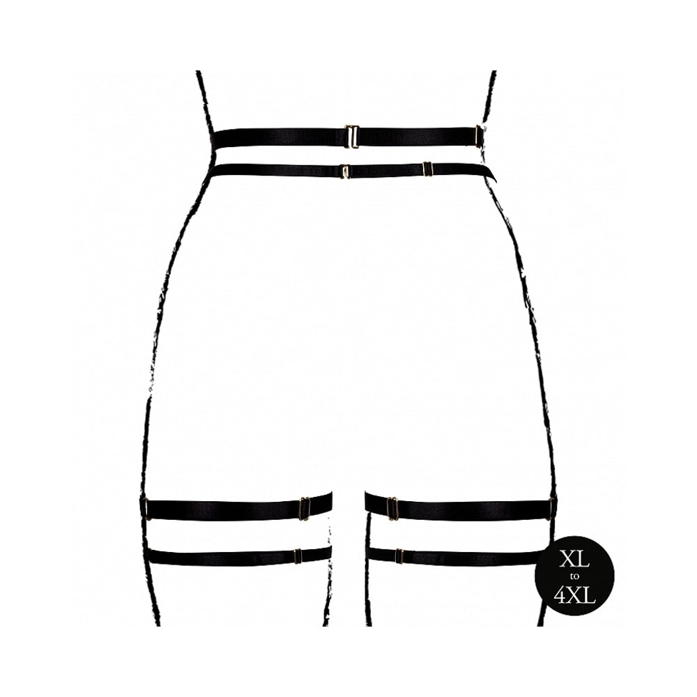 LE DESIR DOUBLE STRAP GARTER BELT WITH ADJUSTABLE SLIDERS BLACK QUEEN SIZE