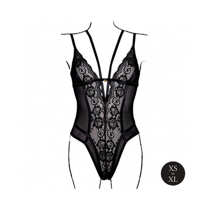 LE DESIR WIRELESS LACE BODYSUIT WITH ADJUSTABLE SLIDERS BLACK O/S
