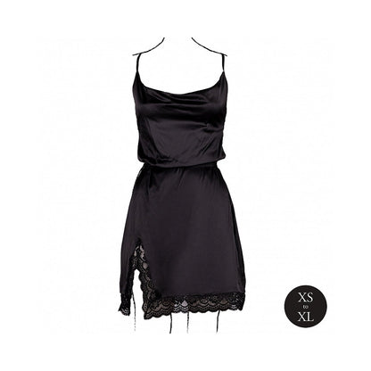 LE DESIR OPEN BACK SILK DRESS WITH CRISS CROSS DETAILS AND SLIT BLACK O/S