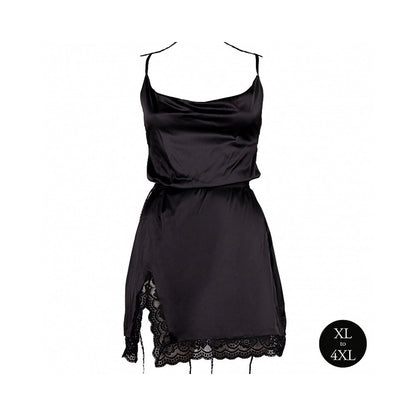 LE DESIR OPEN BACK SILK DRESS WITH CRISS CROSS DETAILS AND SLIT BLACK QUEEN SIZE