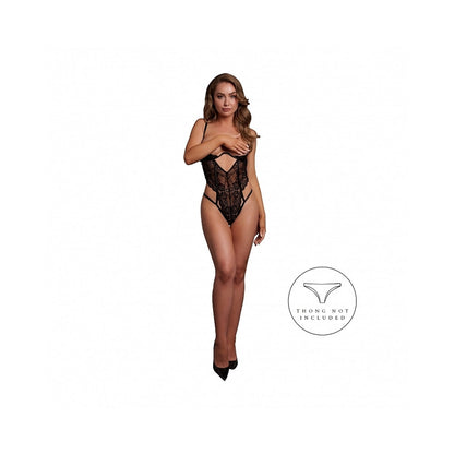 LE DESIR LACE UNDERWIRED OPEN CUP BODYSUIT WITH ADJUSTABLE SLIDERS BLACK O/S