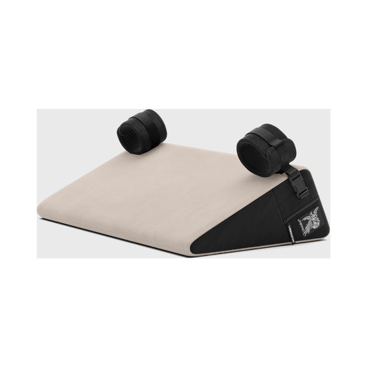 LIBERATOR - BLACK LABEL WEDGE 24 IN. SEX POSITION PILLOW WITH CUFFS DÉCOR VELVET CREAM