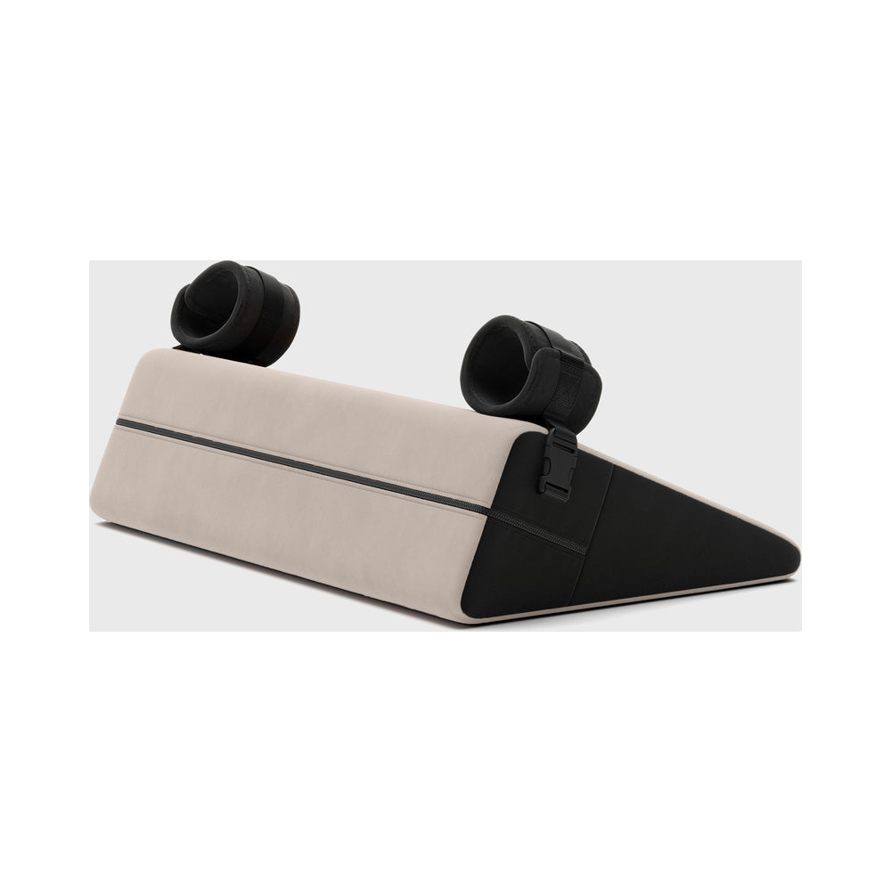LIBERATOR BLACK LABEL WEDGE 24 IN. SEX POSITION PILLOW WITH CUFFS DÉCOR VELVET CREAM