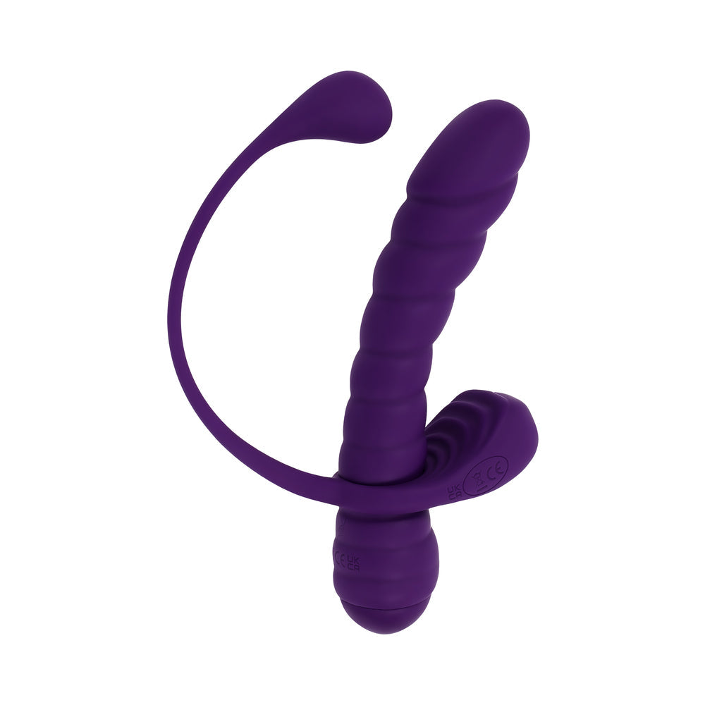 PLAYBOY TWISTED PLAYGROUND RECHARGEABLE TRIPLE STIMULATOR VIBE SILICONE PURPLE ACAI