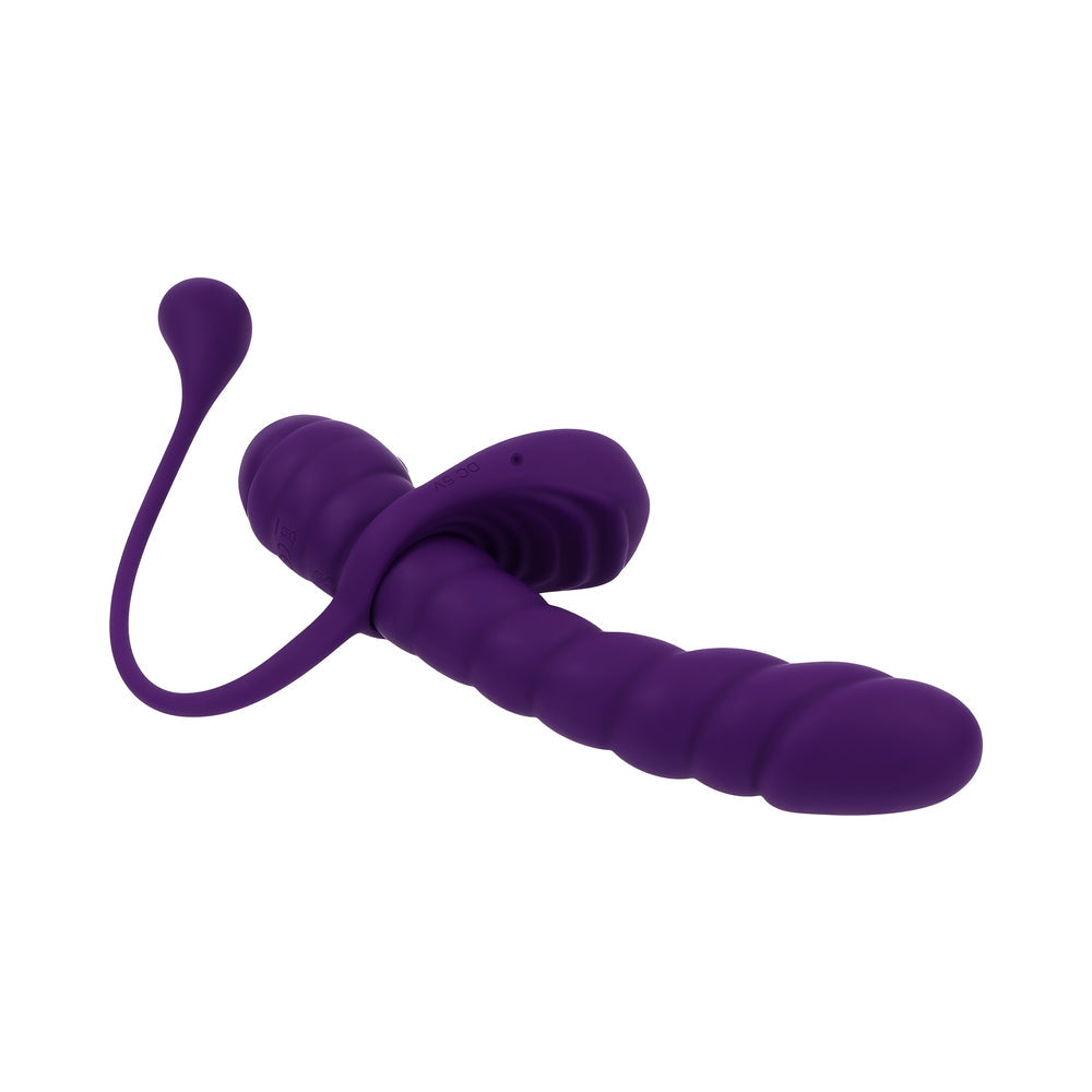 PLAYBOY - TWISTED PLAYGROUND RECHARGEABLE TRIPLE STIMULATOR VIBE SILICONE PURPLE ACAI
