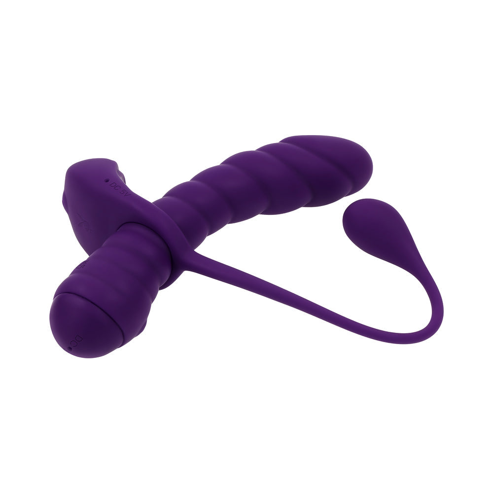 PLAYBOY - TWISTED PLAYGROUND RECHARGEABLE TRIPLE STIMULATOR VIBE SILICONE PURPLE ACAI