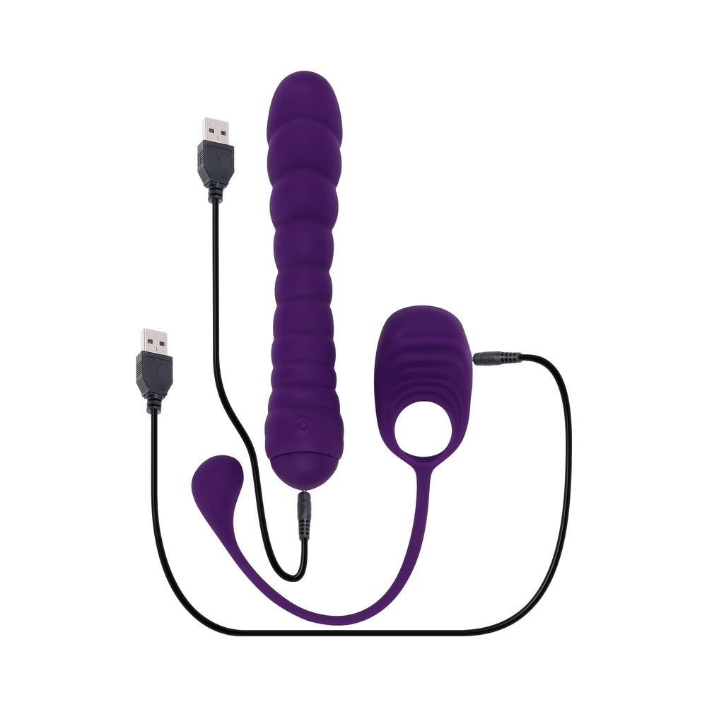 PLAYBOY - TWISTED PLAYGROUND RECHARGEABLE TRIPLE STIMULATOR VIBE SILICONE PURPLE ACAI