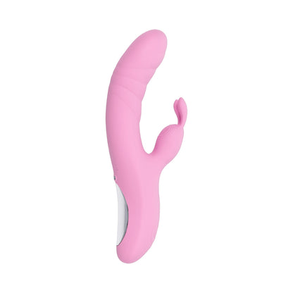 PLAYBOY - RUB ME RIGHT RECHARGEABLE THRUSTING DUAL STIMULATOR SILICONE PINK PETAL