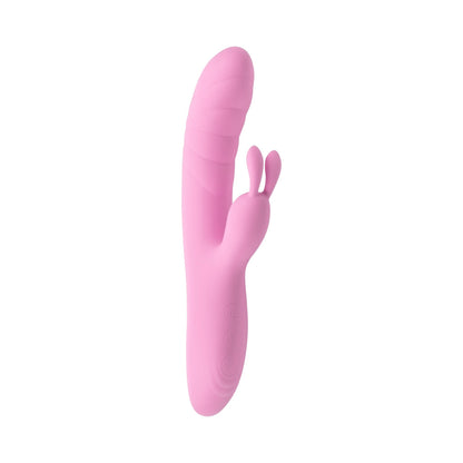 PLAYBOY RUB ME RIGHT RECHARGEABLE THRUSTING DUAL STIMULATOR SILICONE PINK PETAL