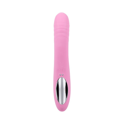 PLAYBOY RUB ME RIGHT RECHARGEABLE THRUSTING DUAL STIMULATOR SILICONE PINK PETAL