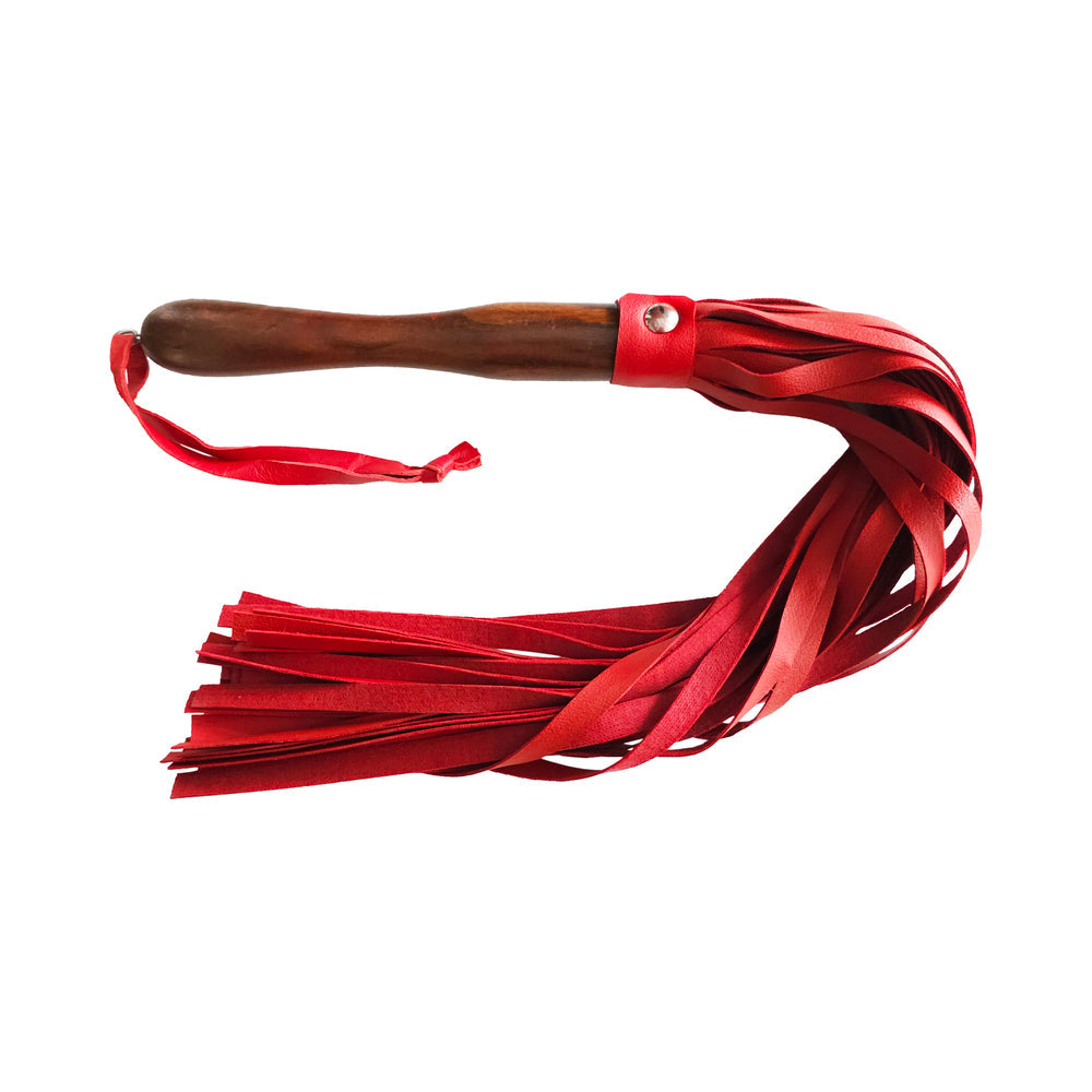 ROUGE FETISH PLAY VEGAN WOODEN HANDLE FLOGGER RED