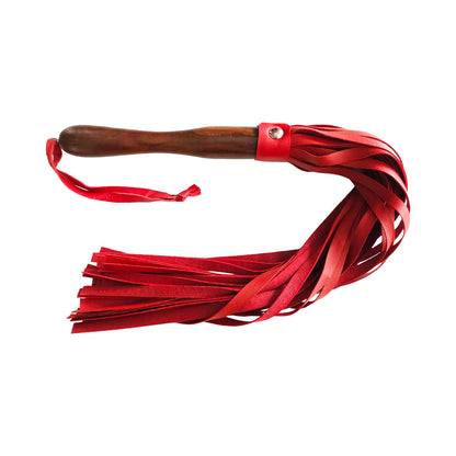 ROUGE FETISH PLAY VEGAN WOODEN HANDLE FLOGGER RED