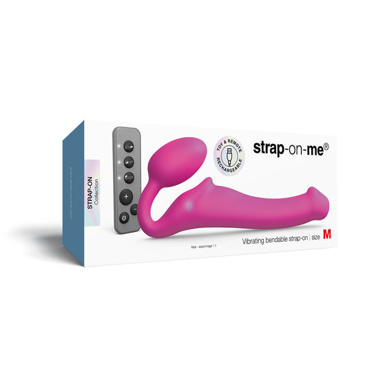 STRAP-ON-ME VIBRATING BENDABLE STRAPLESS STRAP-ON FUCHSIA MEDIUM
