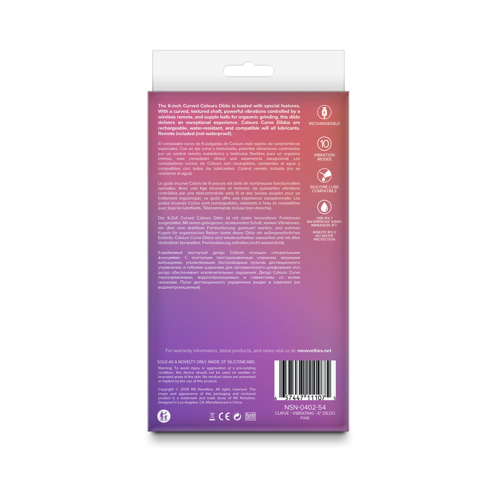 NS NOVEDADES - DILDO CURVO VIBRATORIO DE 6 PULGADAS COLOURS