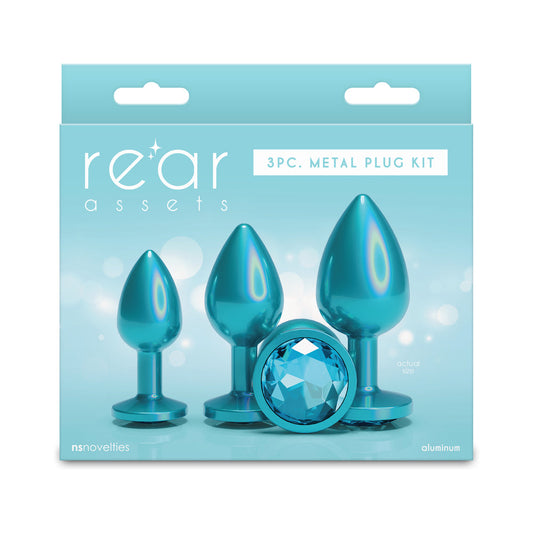 NS NOVEDADES - KIT DE TAPONES DE ENTRENAMIENTO ANAL PARA GLÚTEOS, IRIDISCENTE TEAL/TEAL