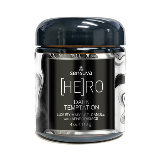 SENSUVA - VELA DE MASAJE DE LUJO HERO DARK TEMPTATION 4 OZ.