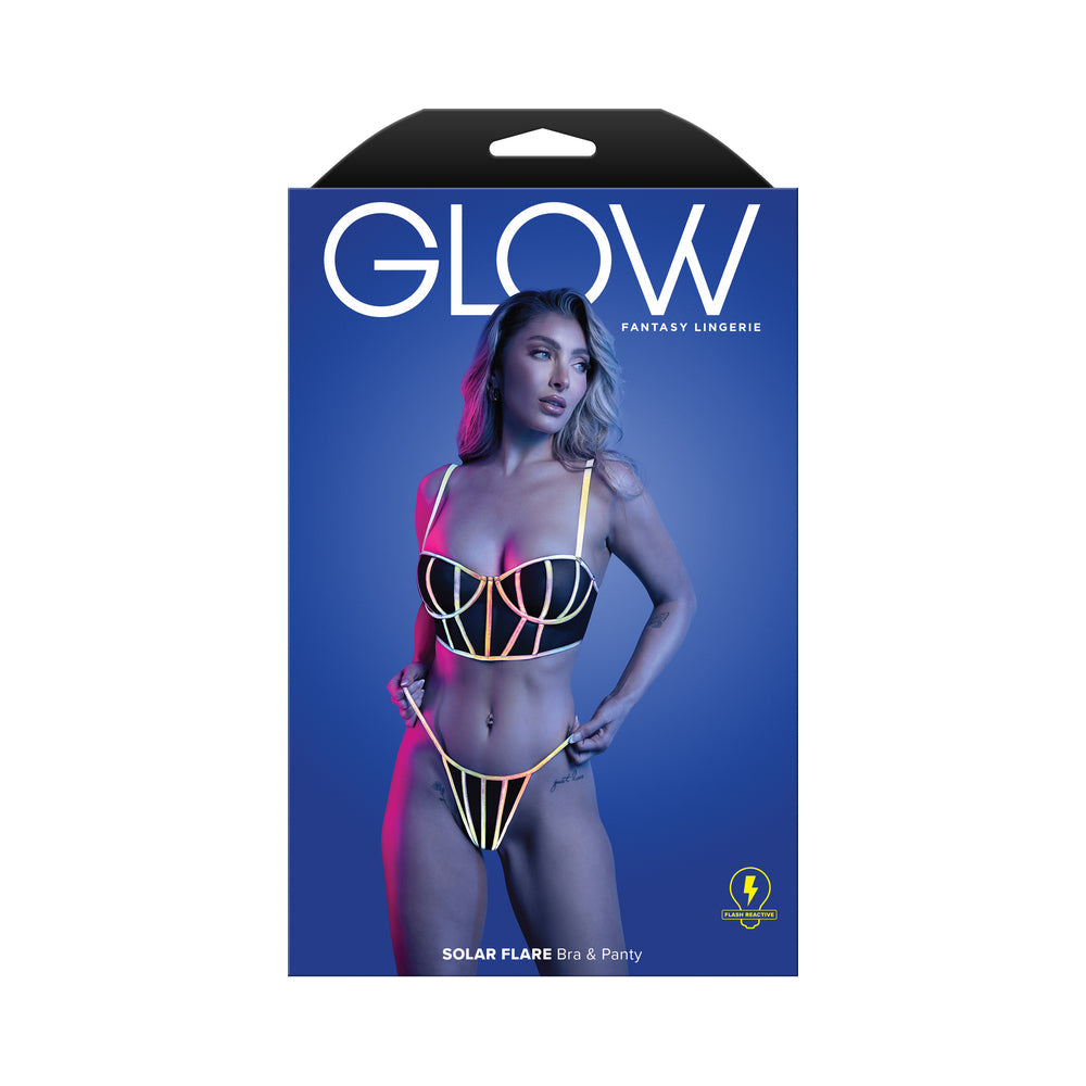 FANTASY LINGERIE GLOW SOLAR FLARE UNDERWIRE BRA & PANTY L/XL