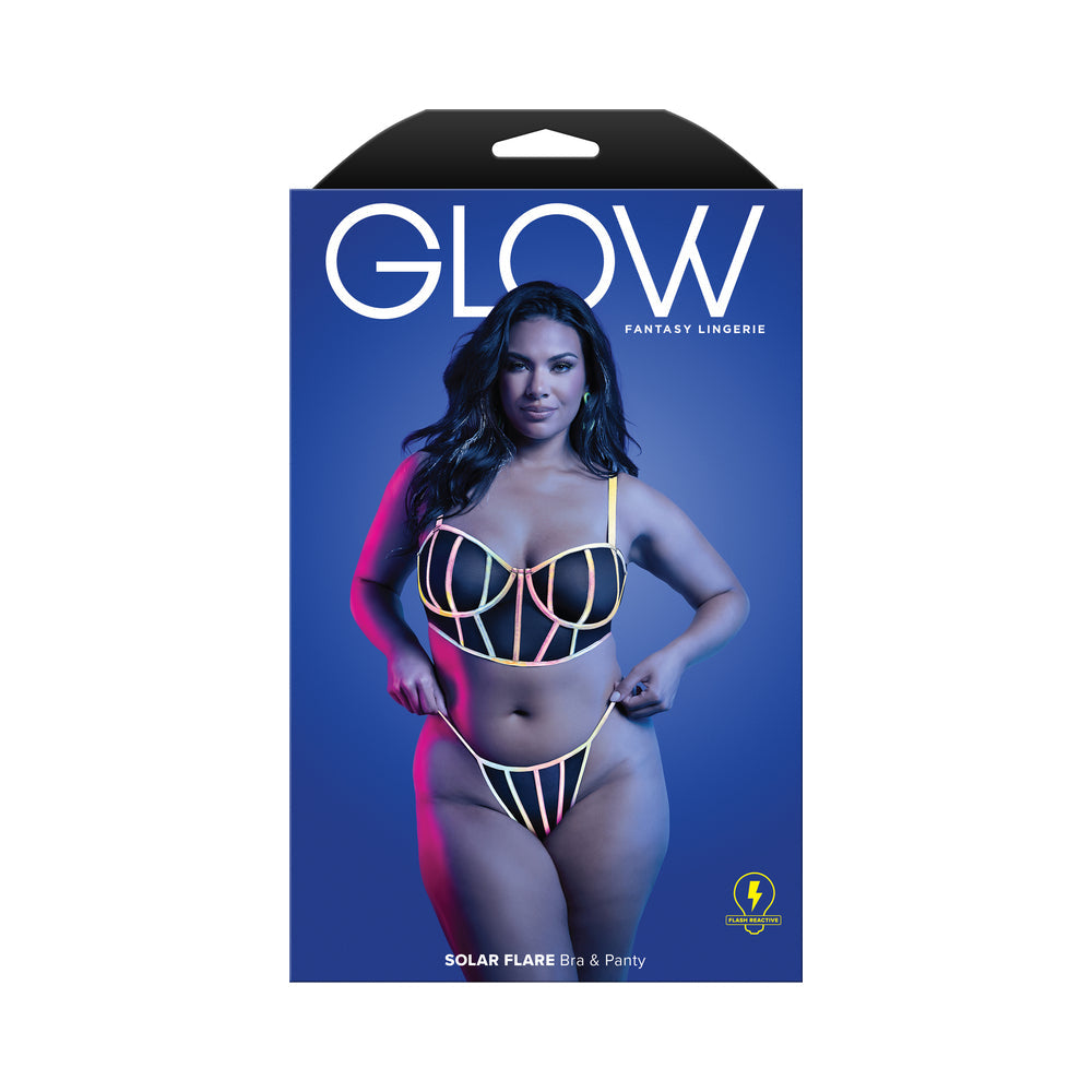FANTASY LINGERIE - GLOW SOLAR FLARE UNDERWIRE BRA & PANTY QUEEN SIZE