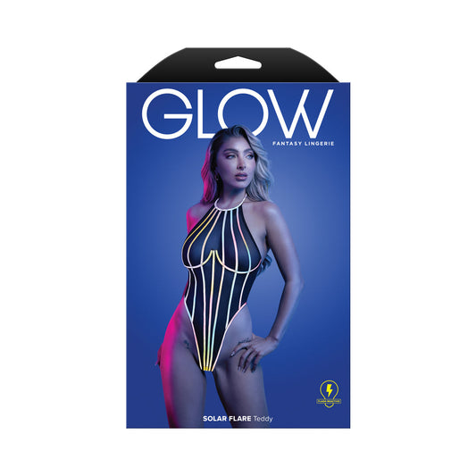 FANTASY LINGERIE - GLOW SOLAR FLARE HALTER TIE TEDDY WITH UNDERWIRE