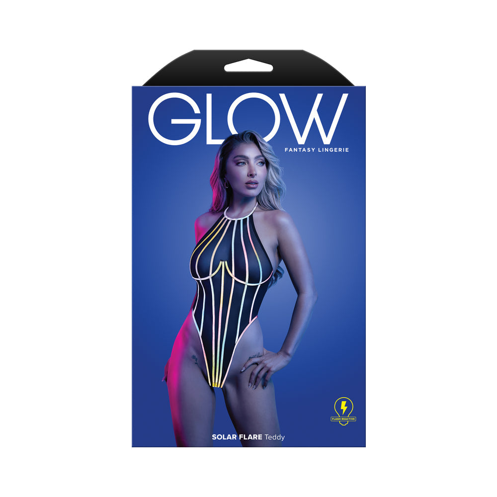 FANTASY LINGERIE - GLOW SOLAR FLARE HALTER TIE TEDDY WITH UNDERWIRE