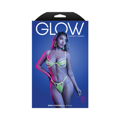 FANTASY LINGERIE - GLOW MIND CONTROL UV REACTIVE PANELED UNDERWIRE BRA & PANTY