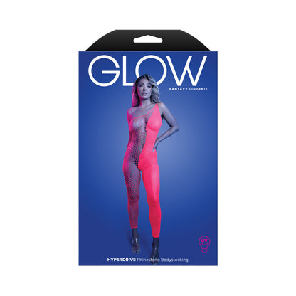 FANTASY LINGERIE GLOW HYPERDRIVE UV REACTIVE RHINESTONE BODYSTOCKING O/S