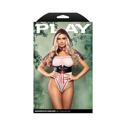 FANTASY LINGERIE - PLAY DANGEROUS DARLING 3 PIECE COSTUME SET