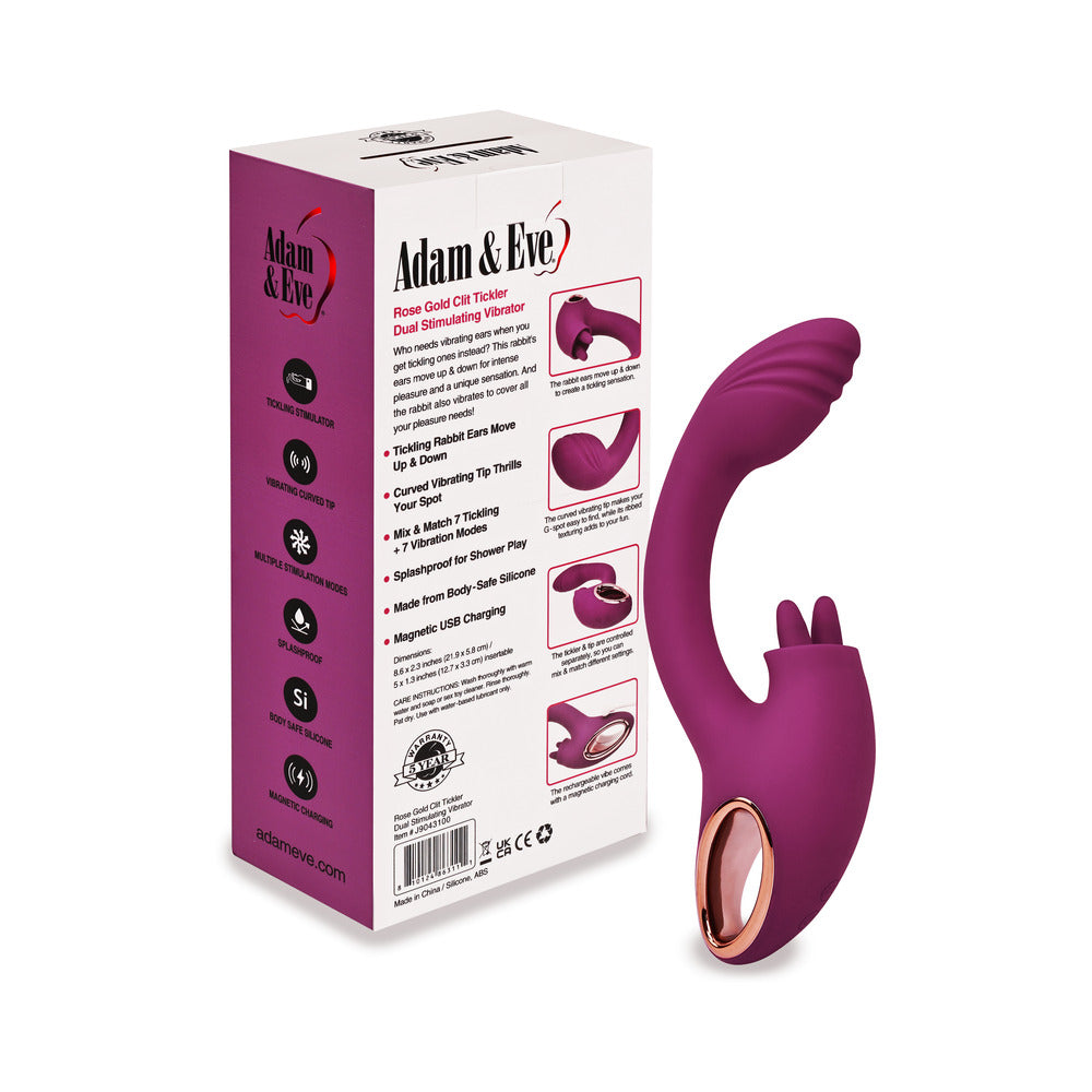 ADAM & EVE - ROSE GOLD CLIT TICKLER DUAL STIMULATING VIBRATOR