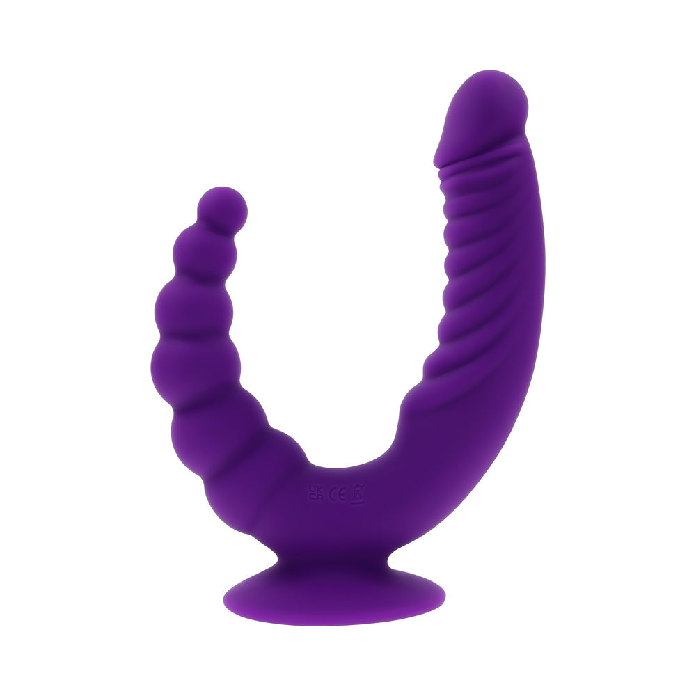 EVOLVED - THE RIDER RECHARGEABLE DOUBLE VIBRATOR SILICONE PURPLE