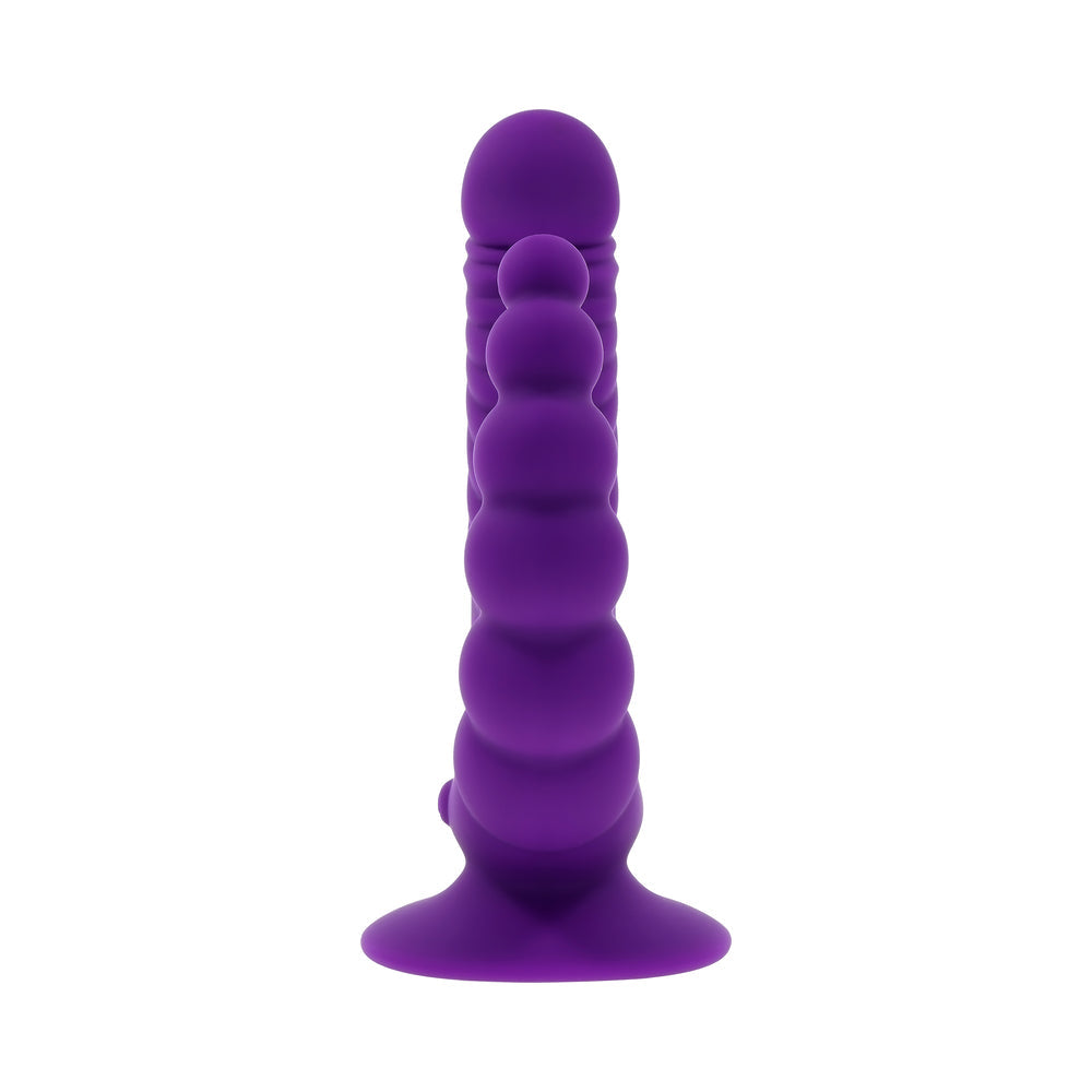 EVOLVED - THE RIDER RECHARGEABLE DOUBLE VIBRATOR SILICONE PURPLE