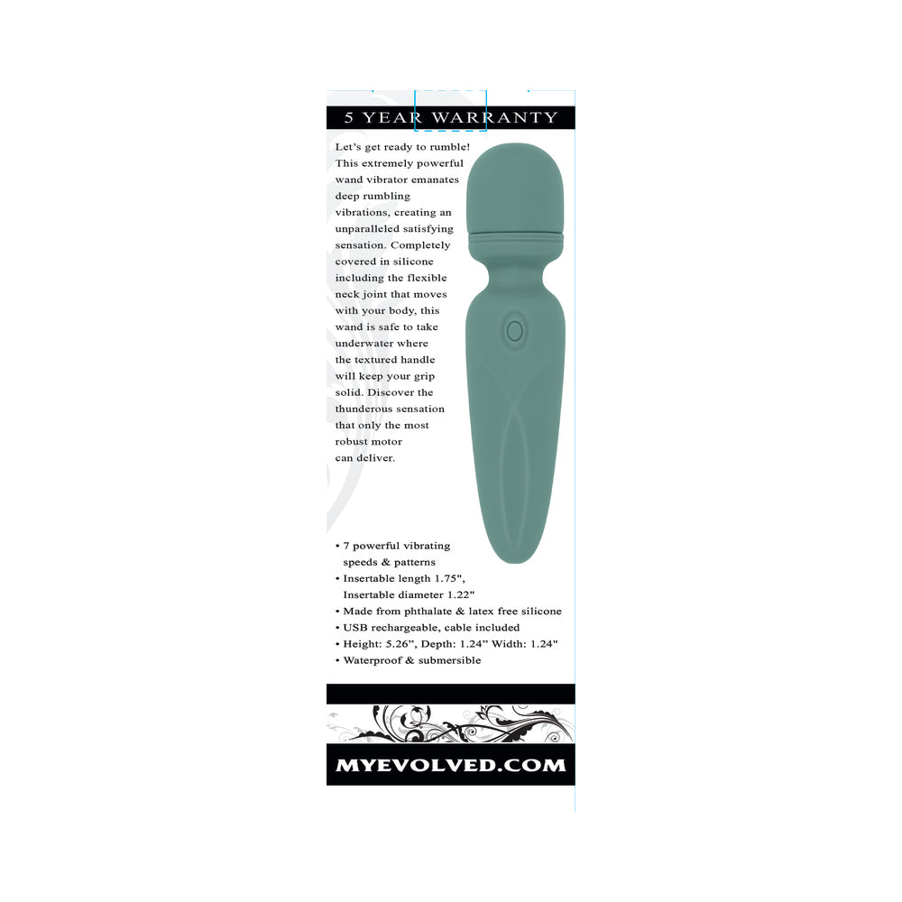 EVOLVED - RUMBLE WAND MINIVARITA VIBRATORIA RECARGABLE DE SILICONA VERDE