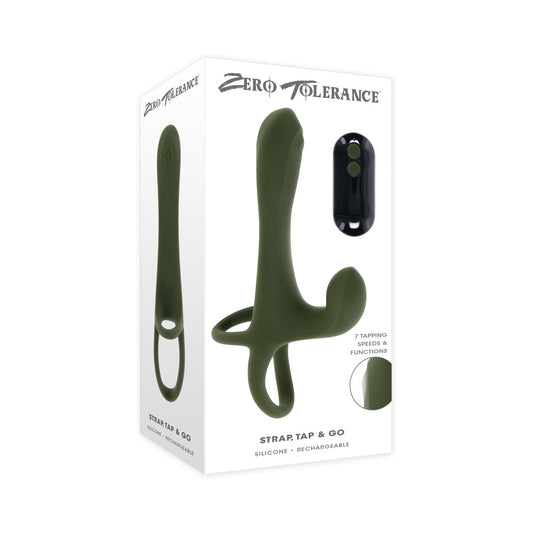 ZERO TOLERANCE - STRAP TAP & GO  RECHARGEABLE VIBRATING GIRTH ENHANCER SILICONE GREEN