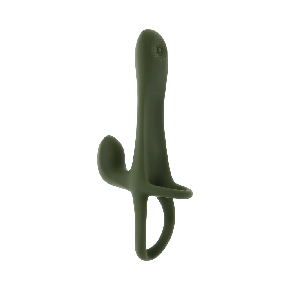 ZERO TOLERANCE STRAP TAP & GO  RECHARGEABLE VIBRATING GIRTH ENHANCER SILICONE GREEN