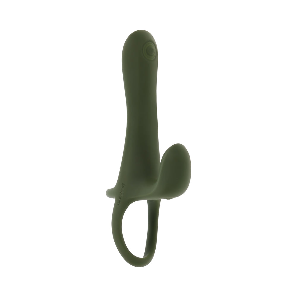ZERO TOLERANCE STRAP TAP & GO  RECHARGEABLE VIBRATING GIRTH ENHANCER SILICONE GREEN