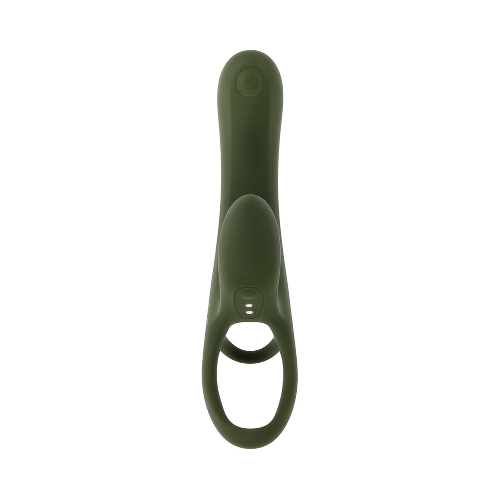 ZERO TOLERANCE STRAP TAP & GO  RECHARGEABLE VIBRATING GIRTH ENHANCER SILICONE GREEN