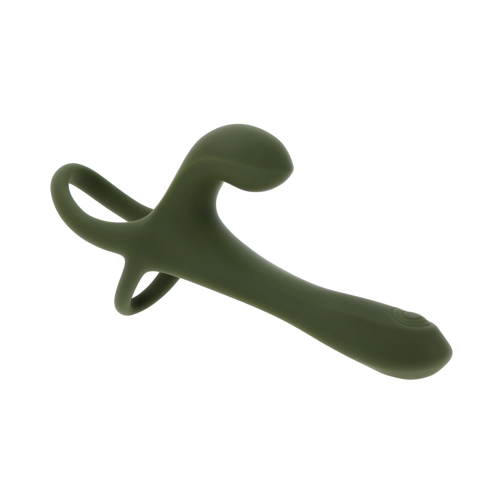 ZERO TOLERANCE STRAP TAP & GO  RECHARGEABLE VIBRATING GIRTH ENHANCER SILICONE GREEN