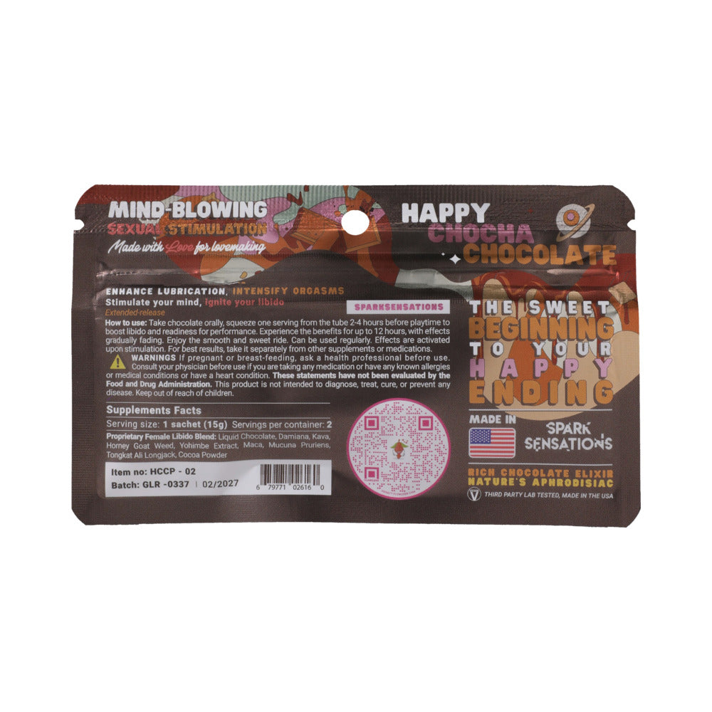 DOC JOHNSON - HAPPY CHOCHA HERS CHOCOLATE 12 PACK DISPLAY (15G PER PACK - 2 SERVINGS)
