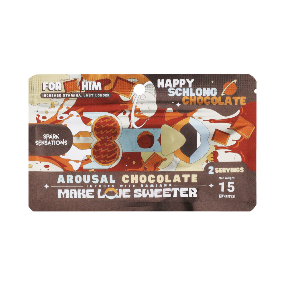 DOC JOHNSON - HAPPY SCHLONG HIS CHOCOLATE 12 PACK DISPLAY (15G PER PACK - 2 SERVINGS)