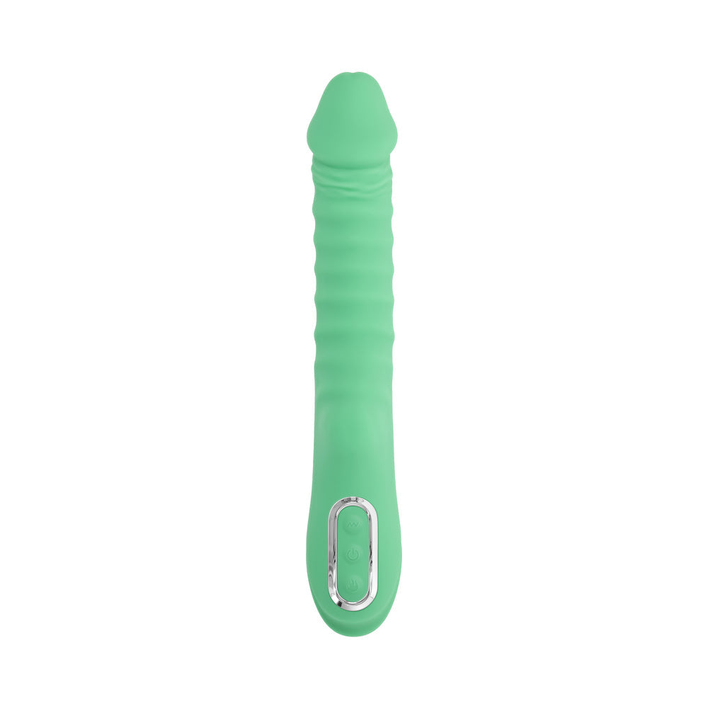 EVOLVED FULL THROTTLE RECHARGEABLE WARMING VIBRATOR SILICONE MINT GREEN