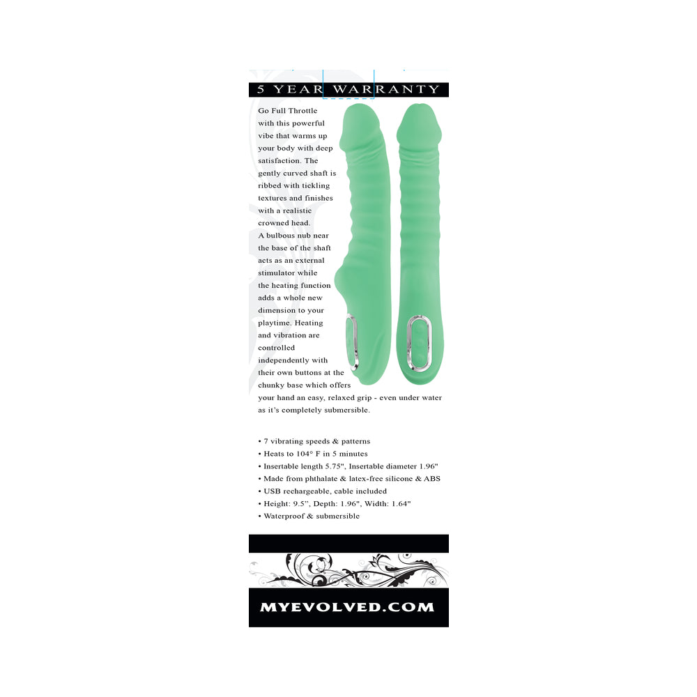 EVOLVED - FULL THROTTLE RECHARGEABLE WARMING VIBRATOR SILICONE MINT GREEN